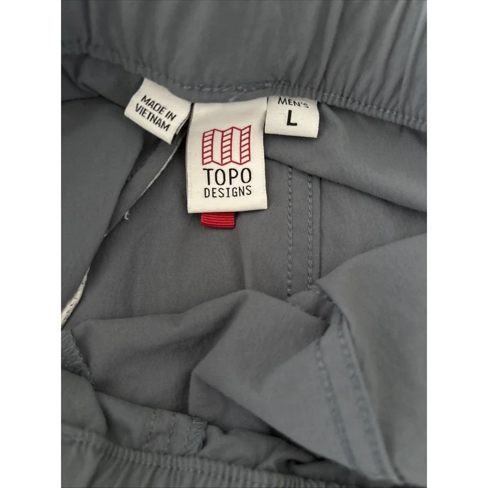 Topo Design Men L 6" Pull-On Shorts Belted River Hiking Trail Nylon Stretch EUC - Picture 6 of 7